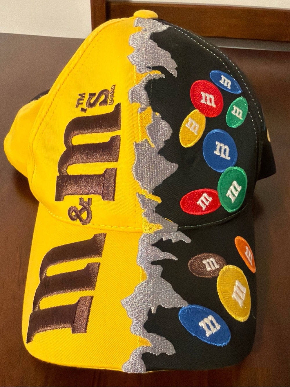 Vintage M&M Nascar Racing Team Hat Embroidered #36 Ernie Irvan - Yellow & Black